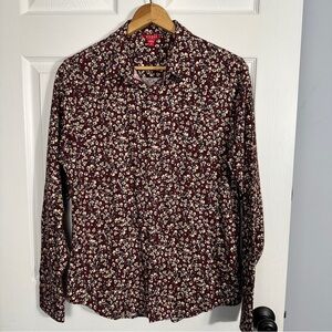 Guess size M long sleeve button front shirt, burgundy floral, fall